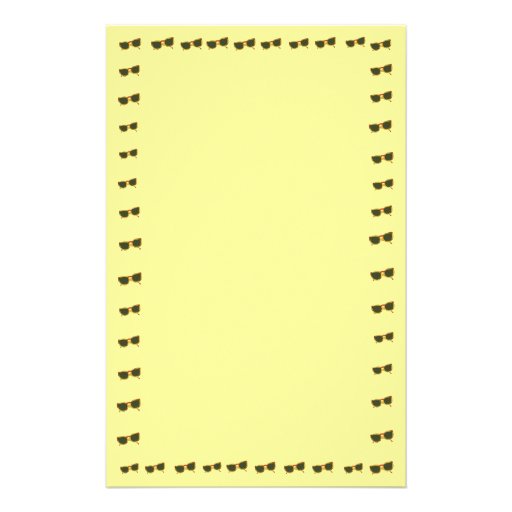 Yellow Sunny Sunglasses Border on Stationery | Zazzle