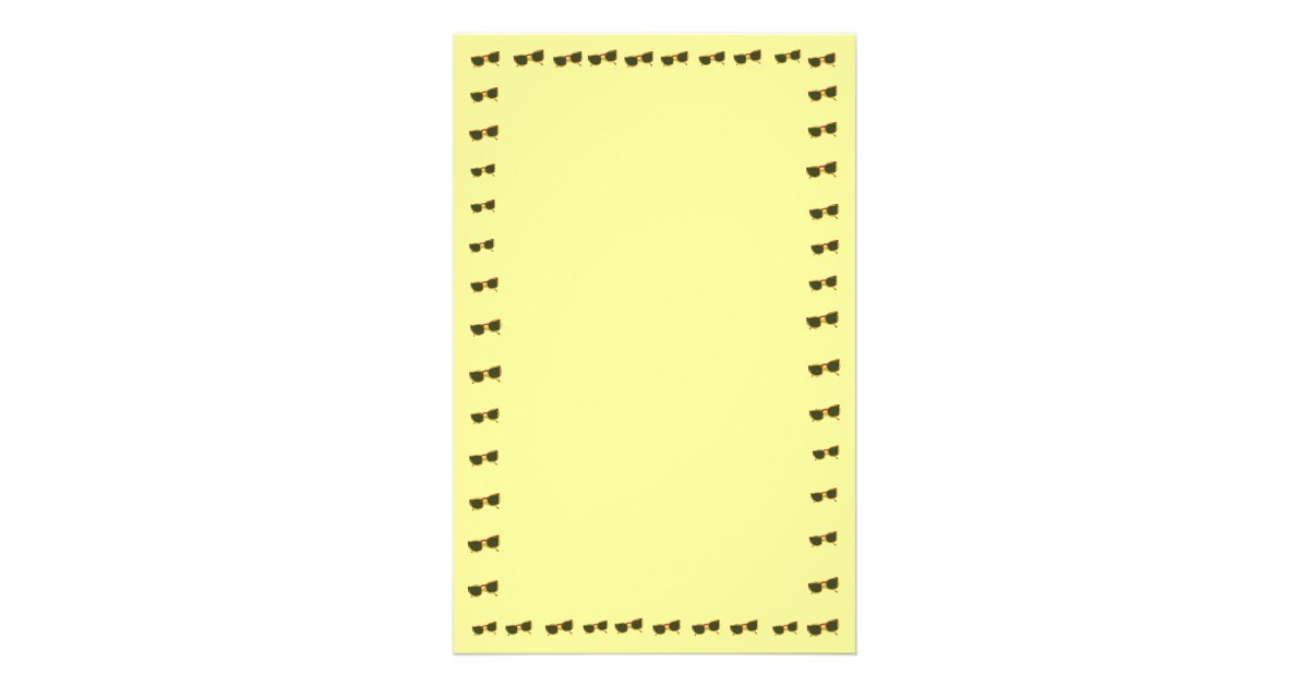 Yellow Sunny Sunglasses Border on Stationery | Zazzle