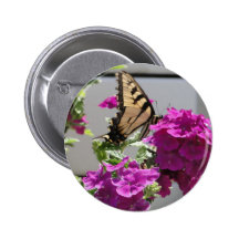Yellow Swallowtail Butterfly & Purple Flowers Pins
