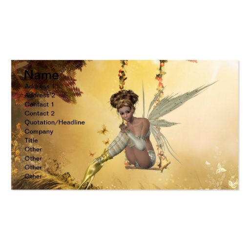 Yellow Swinging Fairy Business Card Template (front side)