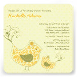 Yellow Swirly Mom & Baby Bird Baby Shower Invite