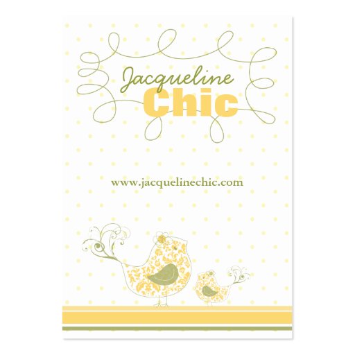 Yellow Swirly Whimsical Birds Custom Business Card (front side)