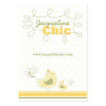 Yellow Swirly Whimsical Birds Custom Business Card