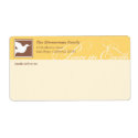 Yellow tan peace on earth dove Christmas shipping label