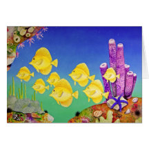 Yellow Tang School Greeting Card