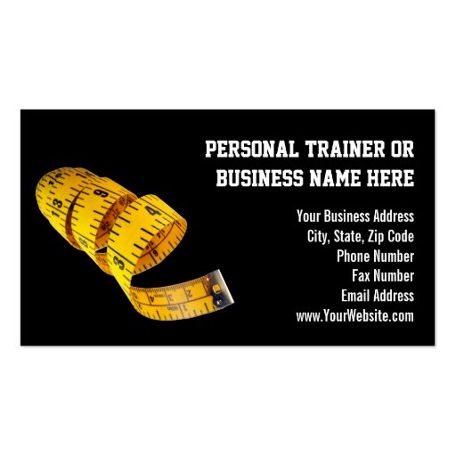 Yellow Tape Measure Personal Trainer Weight Loss Business Cards (front side)