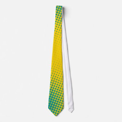 Yellow Teal Halftone tie by BluePlanet