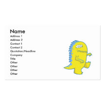 yellow three eyed dino monster business card