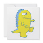 yellow three eyed dino monster invite