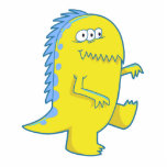 yellow three eyed dino monster photo sculpture