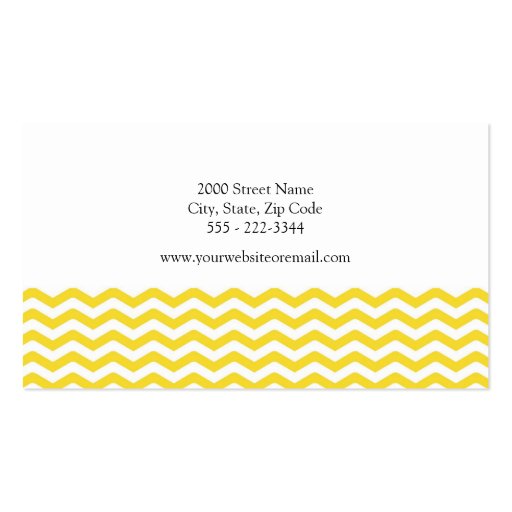 Yellow Tight Chevron Pattern Business Cards (back side)