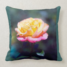 Yellow to Pink Rose Pillow