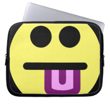 Yellow Tongue Out Smiley Face Laptop Computer Sleeve