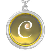 Yellow Topaz Gem  Monogram Pendant