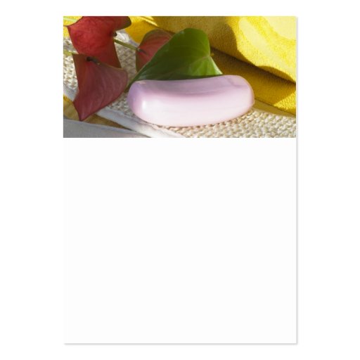 Yellow towel and soap business card (front side)
