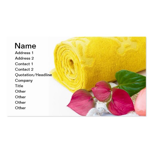 Yellow towel and soap business card templates
