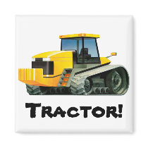 Yellow Tractor Refrigerator Magnets