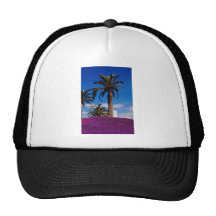 Yellow Tropical scene flowers Mesh Hat