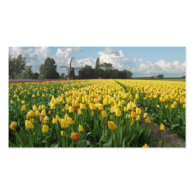 Yellow Tulip Flowers Field Windmill Landscape Business Card Templates