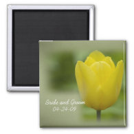 Yellow Tulip Wedding Magnet
