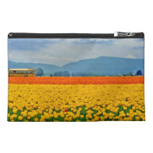 Yellow Tulips and School Bus Travel Accessories Bag