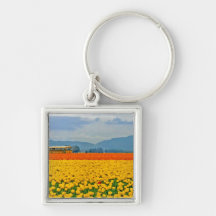 Yellow Tulips and School Bus Key Chains