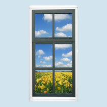 Yellow Tulips Blue Sky Spring Window View Poster posters