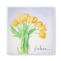Yellow Tulips "I Adore" magnet by ditayhoff Yellow Tulips "I Adore" magnet