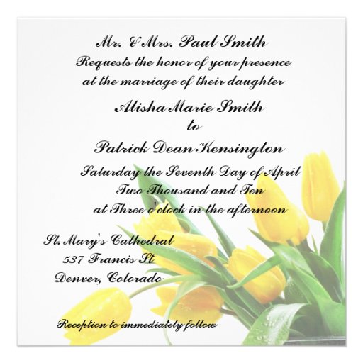 Yellow Tulips Wedding Invitation Announcement