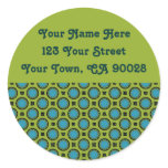 yellow turquoise circles address labels stickers
