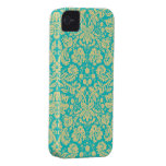 Yellow Turquoise Floral Damask Lace iPhone 4s Case Case-Mate iPhone 4 Cases