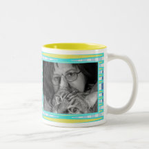 yellow turquoise  frame mug