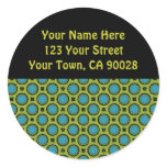 Yellow Turqyouise Circles Address Labels stickers