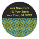 Yellow Turqyouise Circles Address Labels stickers by DonnaGraysonAbstract Yellow Turqyouise Circles Address Labels stickers