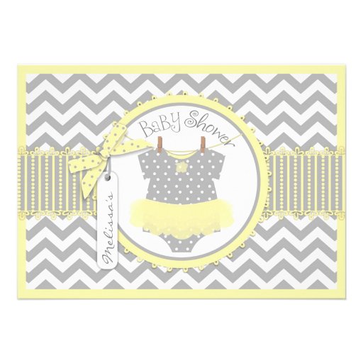 yellow_tutu_chevron_print_baby_shower_invitation ...