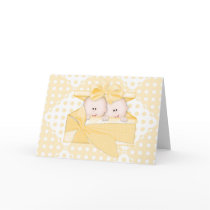 Yellow Twin Twins Baby shower Thank you Notecards