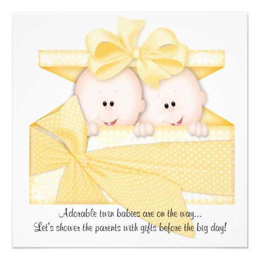 Yellow TWINS Baby Shower Invitation Announcement