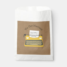 Yellow Typewriter Customized Wedding Favor Bags