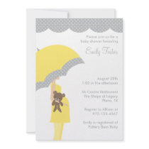 Yellow Umbrella Baby Shower Invitations