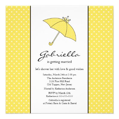 Yellow Umbrella Bridal Shower Invitation