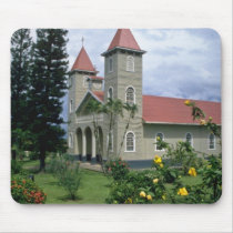yellow Village church in Atejs flowers mousepads