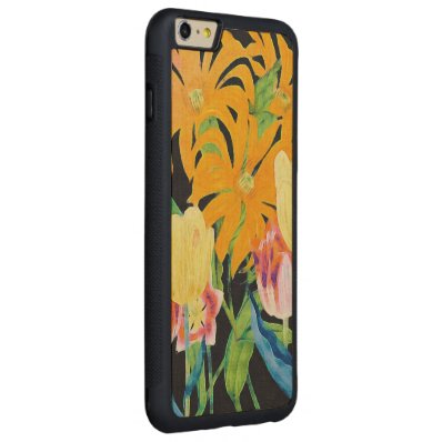 Yellow Vintage Botanical Tulips Carved® Maple iPhone 6 Plus Bumper Case