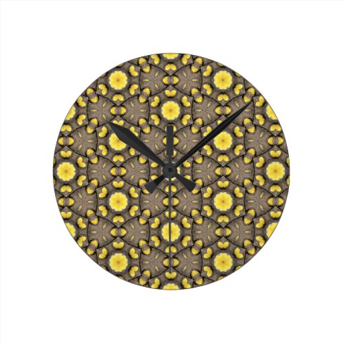 Yellow vintage design pattern round clock