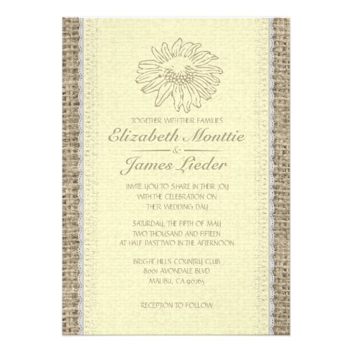 Yellow Vintage Lace Wedding Invitations