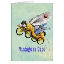 Yellow Vintage Monster Car Card