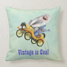 Yellow Vintage Monster Car Pillows