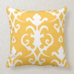 Yellow Vintage Pattern Damask Pillow