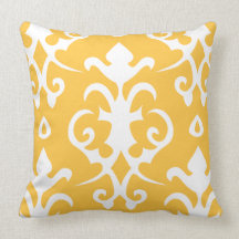 Yellow Vintage Pattern Damask Pillow