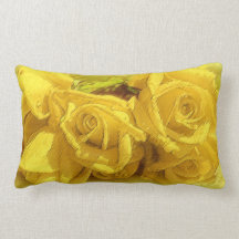 Yellow Watercolor Roses Throw Pillow