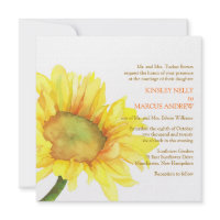 Yellow Watercolor Sunflower Floral Wedding Invites invitation